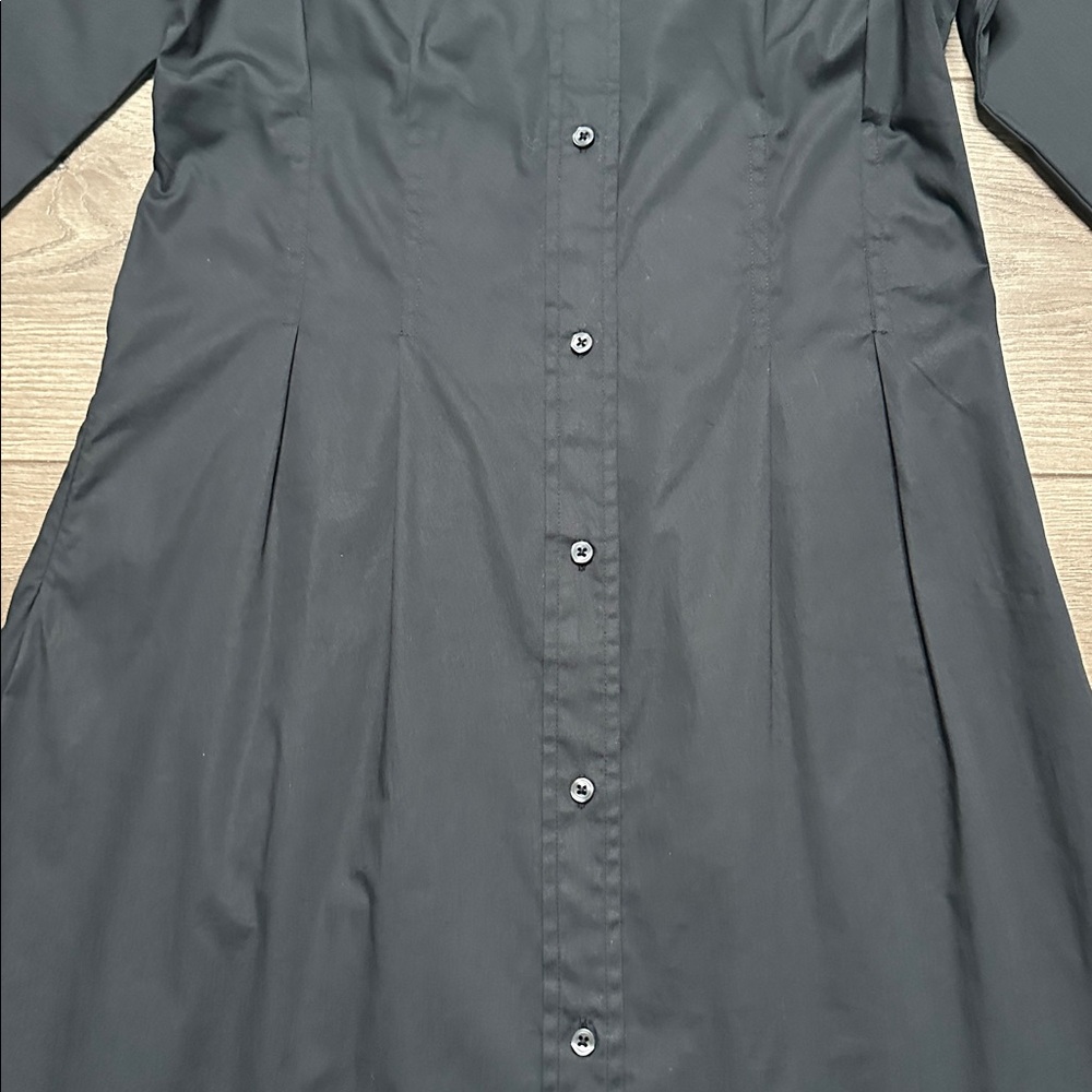 Untuckit Milan Stretch Cotton Button Up Dress‎ Black Office Travel Casual Size 6 - Picture 8 of 16